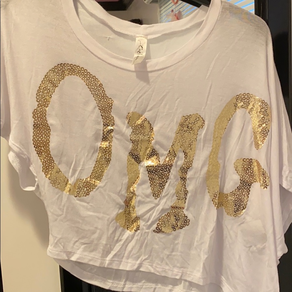 OMG asymmetric crop top